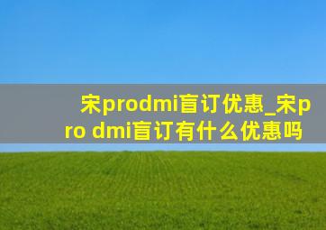 宋prodmi盲订优惠_宋pro dmi盲订有什么优惠吗